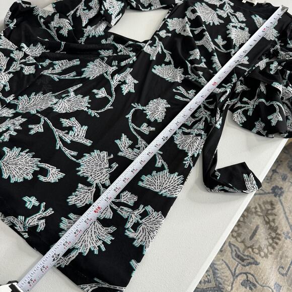 Diane von Furstenberg Faridah Dress Womens Small Black Floral Mesh Wrap Cocktail - Picture 13 of 15